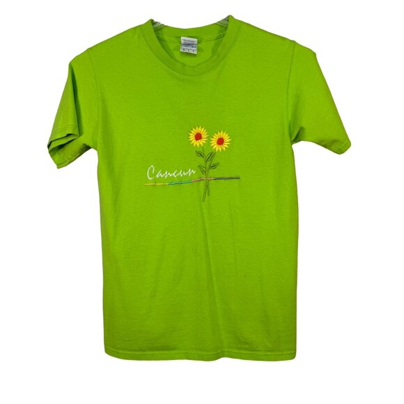 Cancun Sunflower Size Small T-Shirt Green Embroidered Graphic Design - Picture 1 of 6